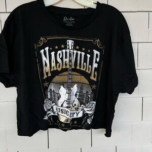 Black "Nashville" Graphic Crop Top